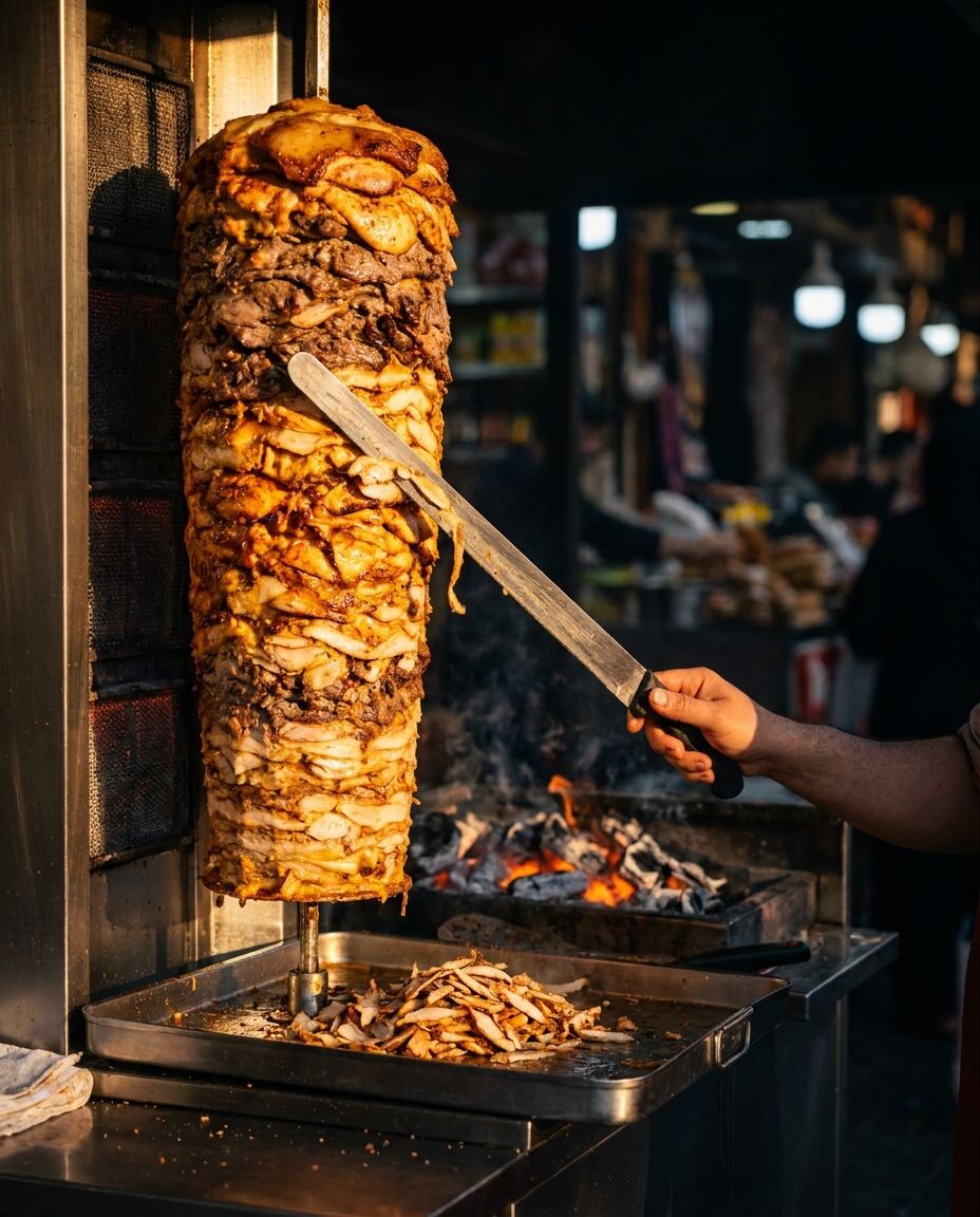 Shawarma being carved at Royal Palace Grill